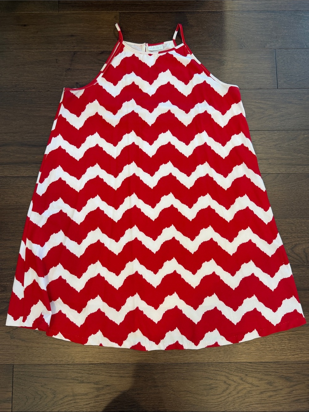 New York & Company Stretch Red Chevron Dress Size Large - C8-104